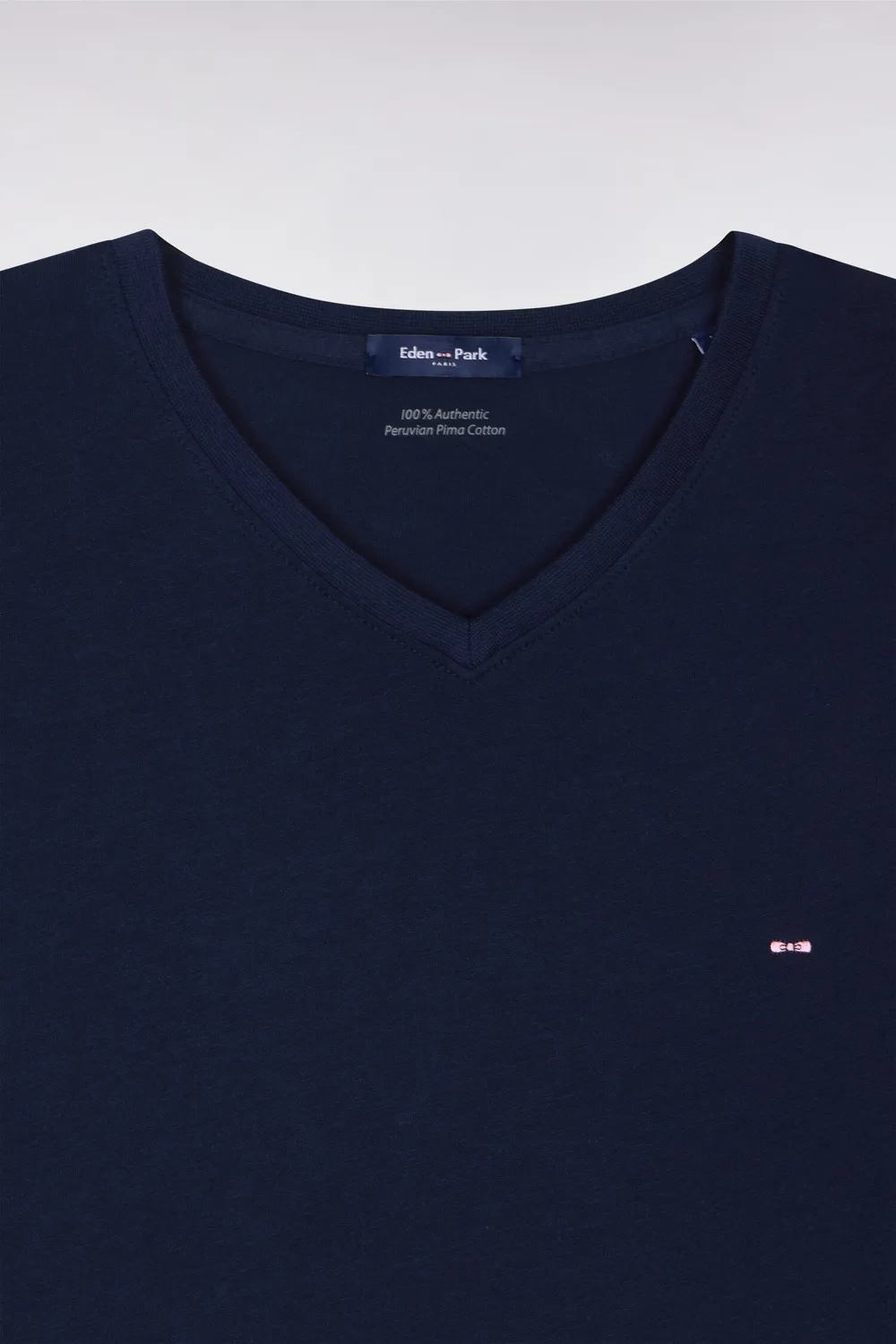 Eden Park t-shirt col V marine coton Pima manches courtes