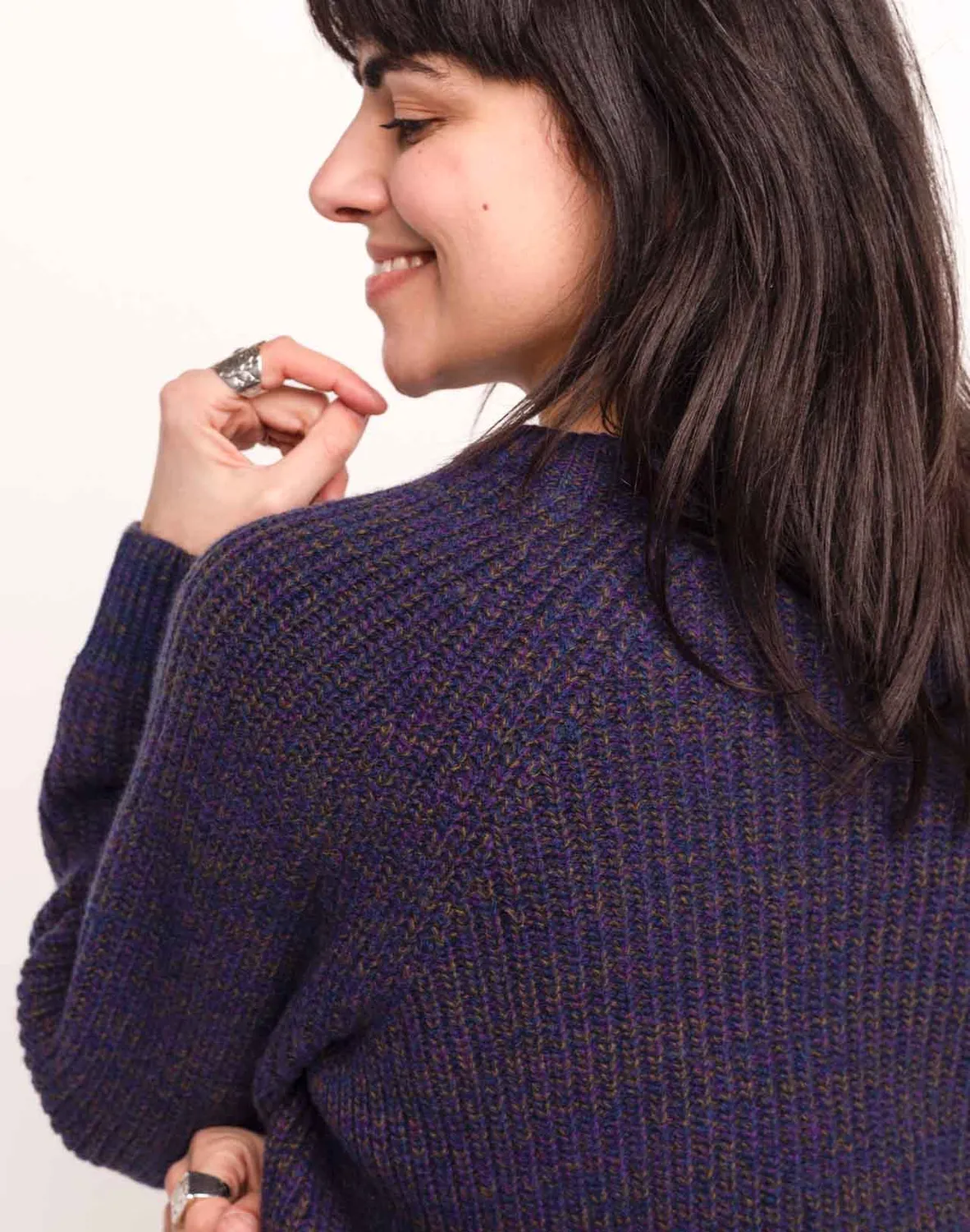 OLOW Equinoxe pull bleu marine chiné mérinos