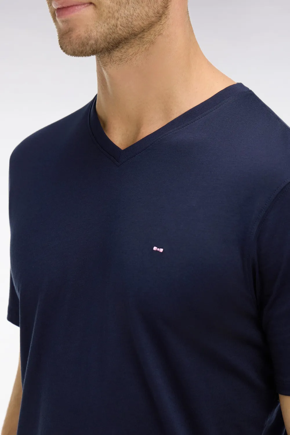 Eden Park t-shirt col V marine coton Pima manches courtes
