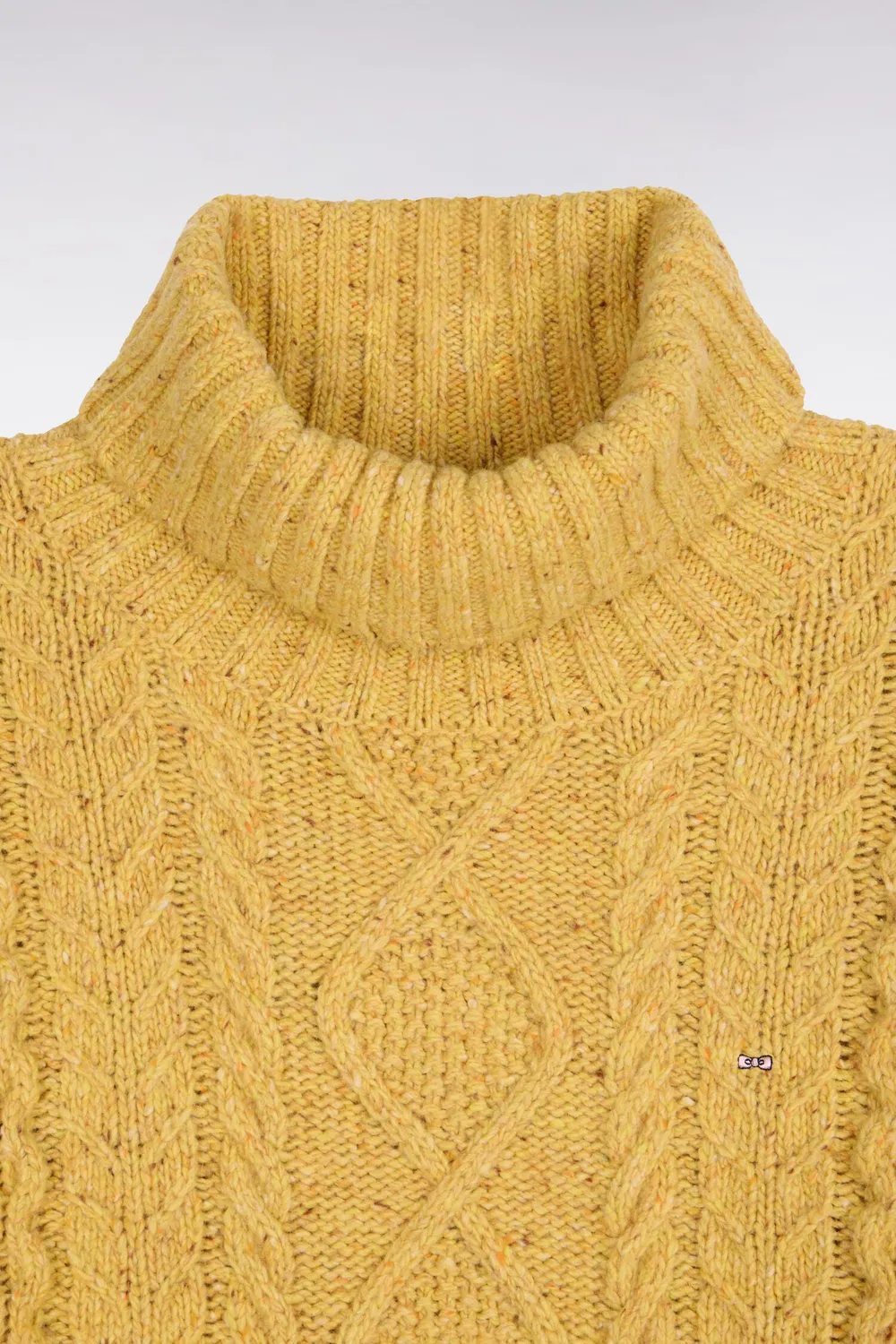 Eden Park pull col roulé jaune torsadé laine homme