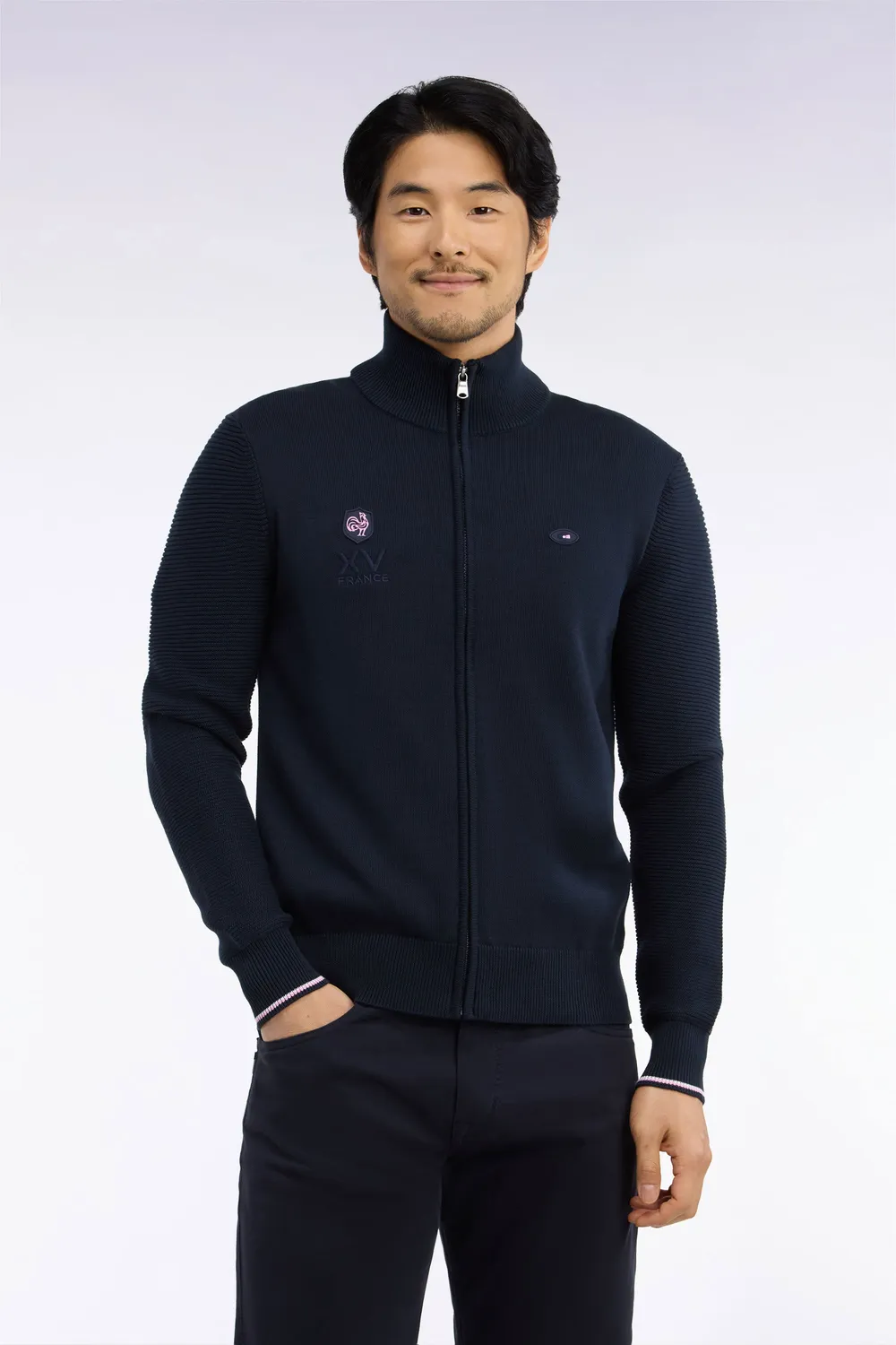 Eden Park XV de France cardigan coton marine