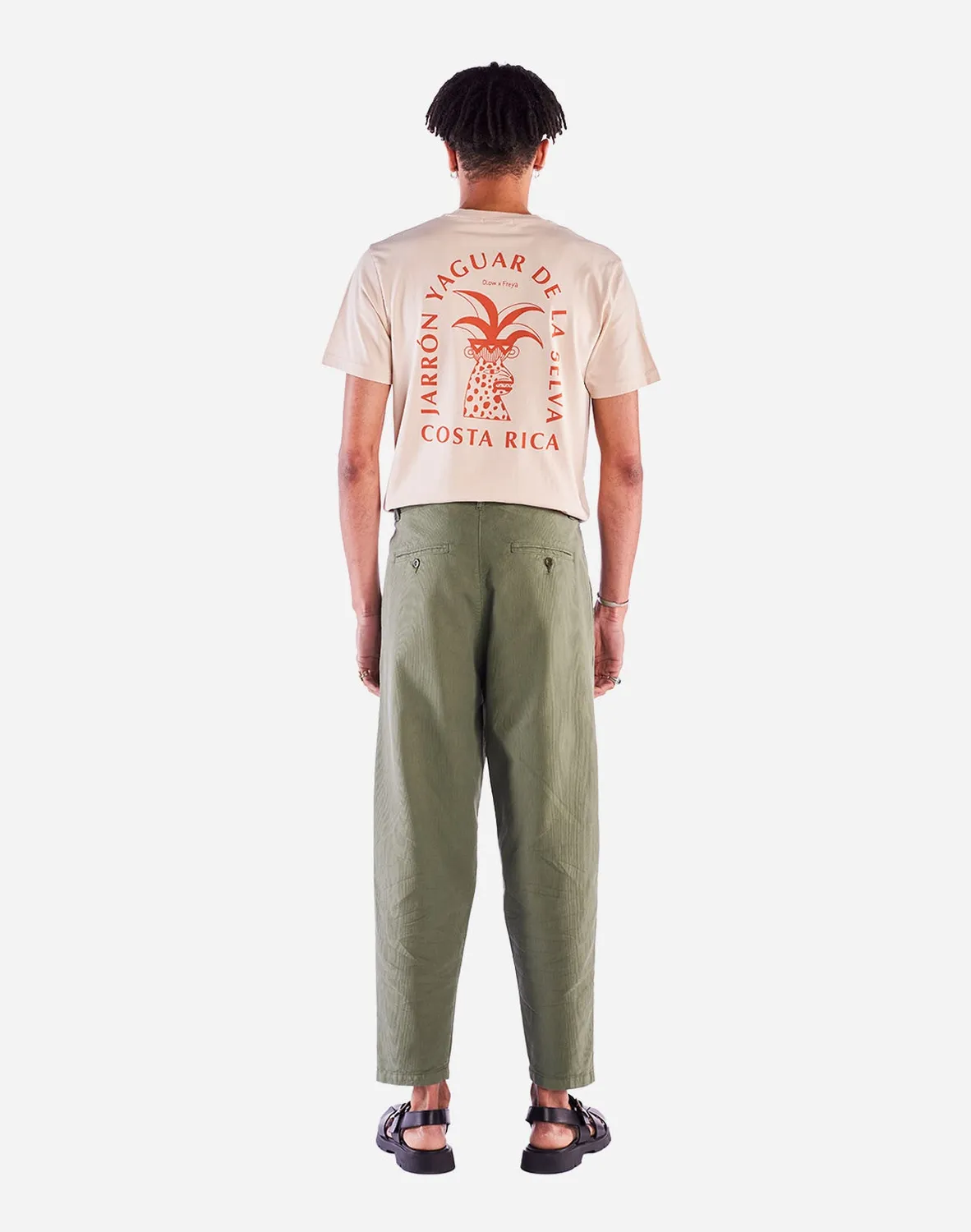 Olow Swing pantalon vert olive coton taille haute
