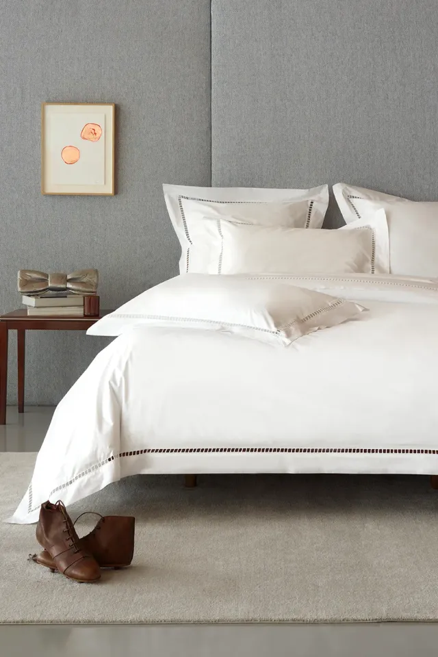 Eden Park housse de couette blanche coton égyptien dentelle