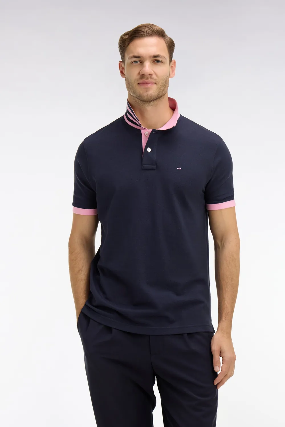 Eden Park polo coton pima bleu marine manches courtes