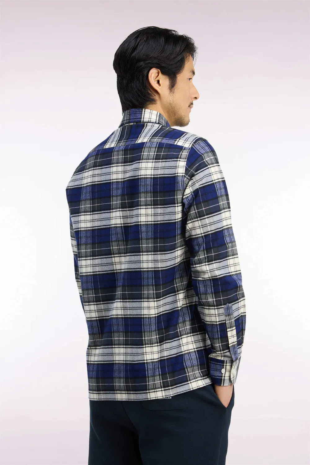 Eden Park chemise carreaux vert marine coton droite