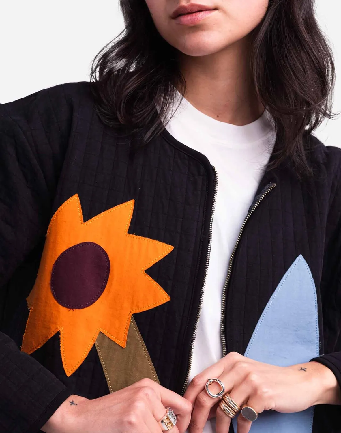 OLOW Ostara sweat zippé noir carbone matelassé