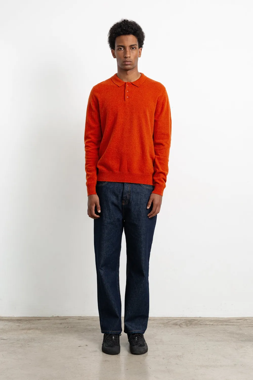 Edmmond Studios Wool Polo Plain Orange polo orange en laine