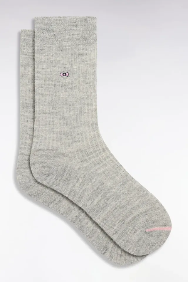 Eden Park chaussettes côtelées grises alpaga chaudes