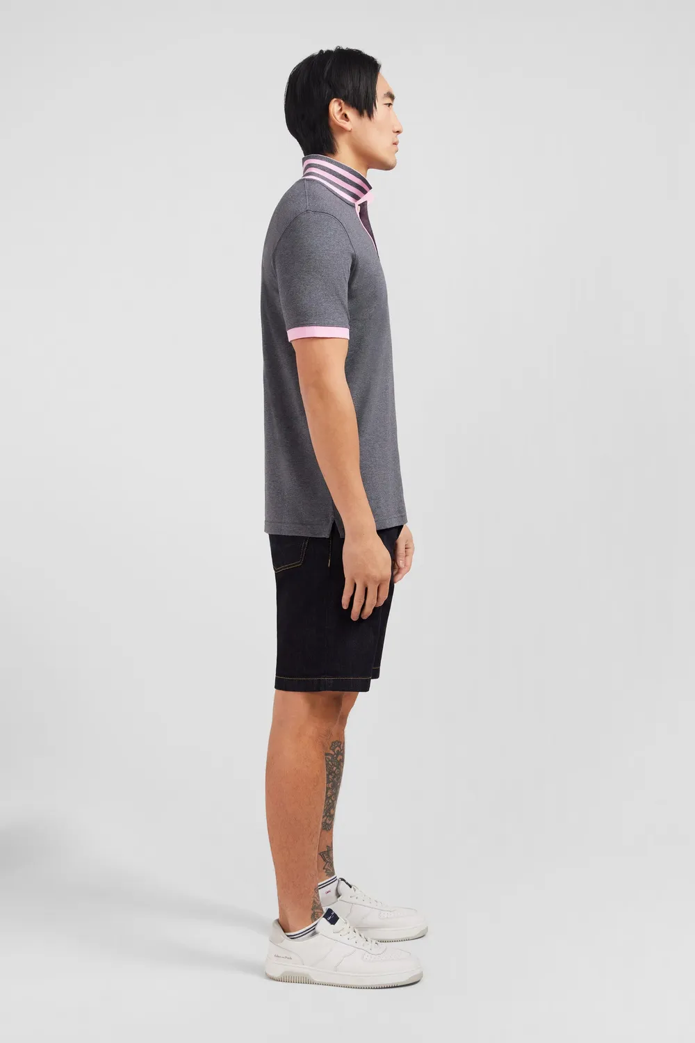 Eden Park polo gris coton pima manches courtes homme