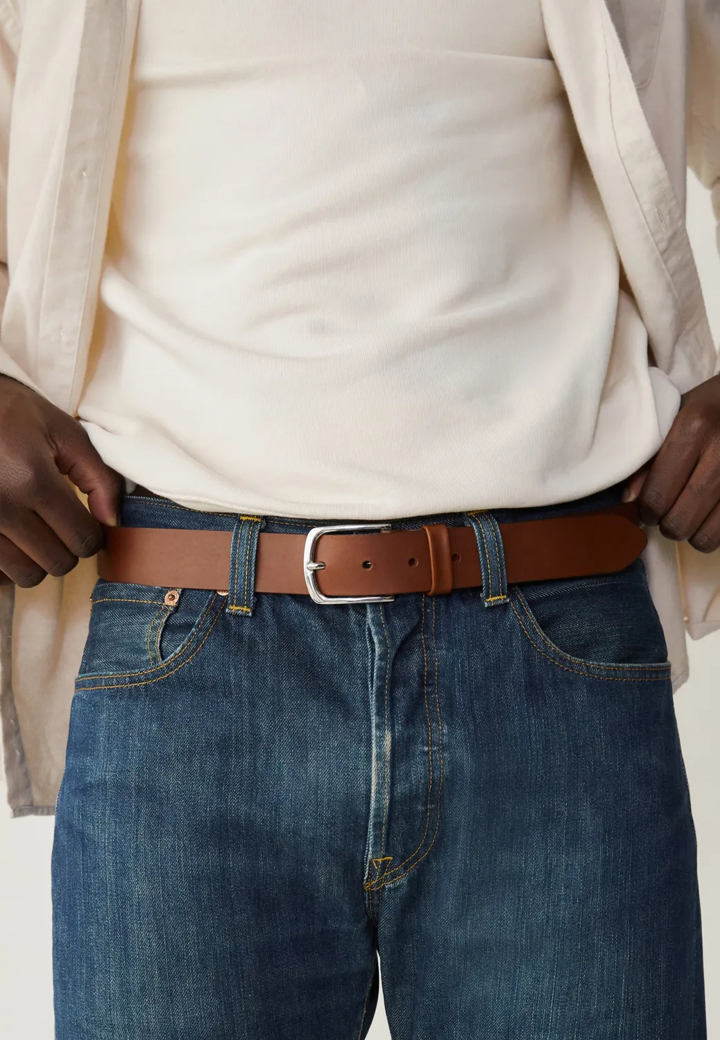 Loom ceinture casual homme cuir pleine fleur cognac