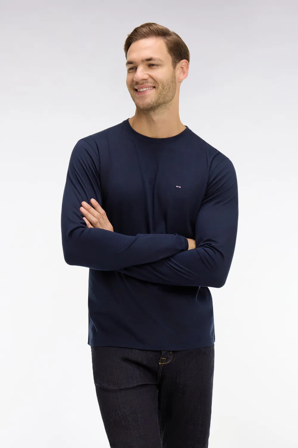 Eden Park t-shirt manches longues coton pima marine homme