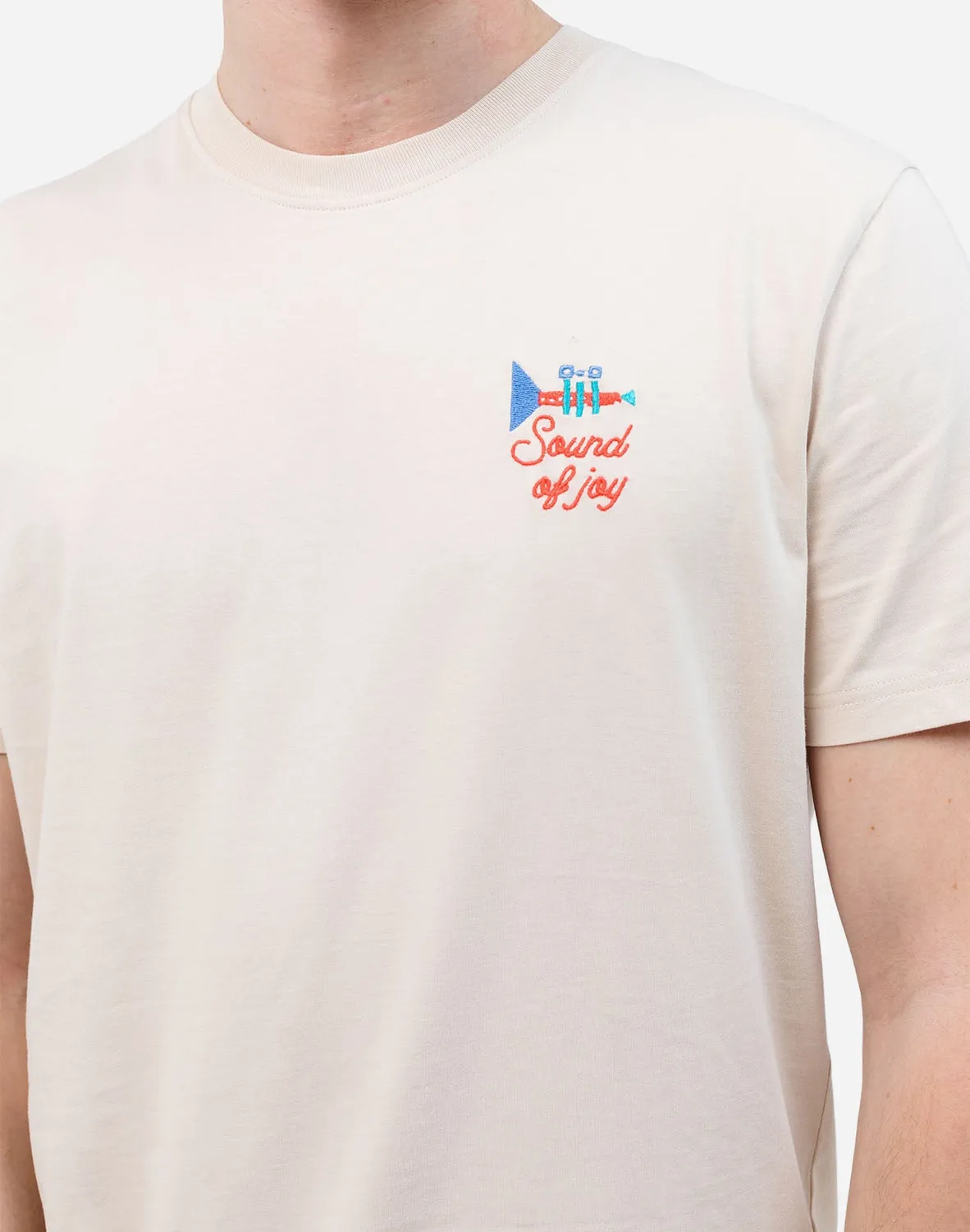 Olow Fanfare t-shirt crème coton bio brodé