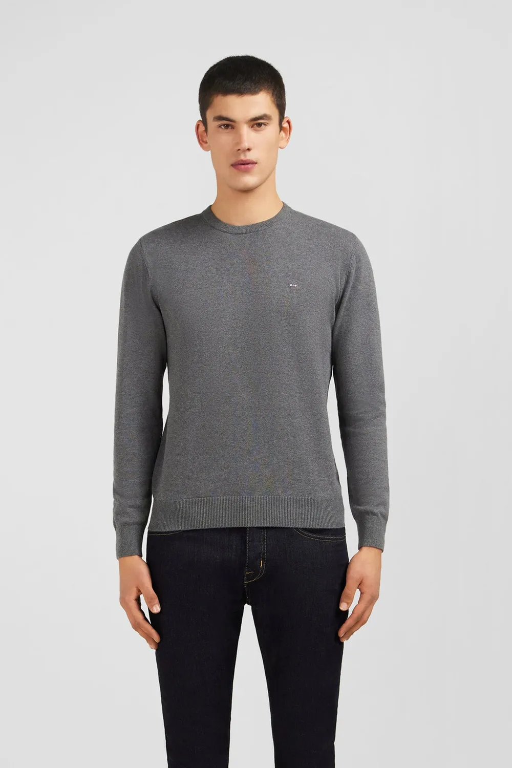 Eden Park pull gris col rond coton homme regular