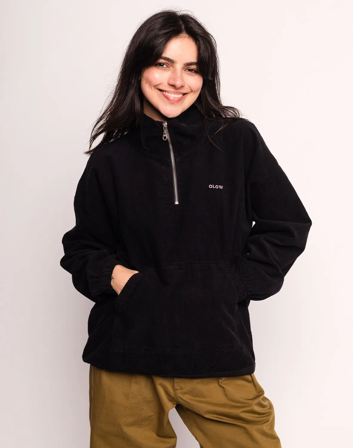 Olow Bangor sweat noir velours coton camionneur