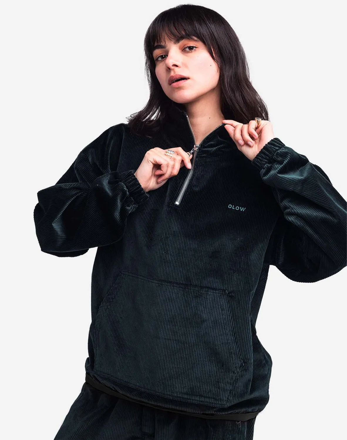 Olow Bangor sweat vert foncé velours bio