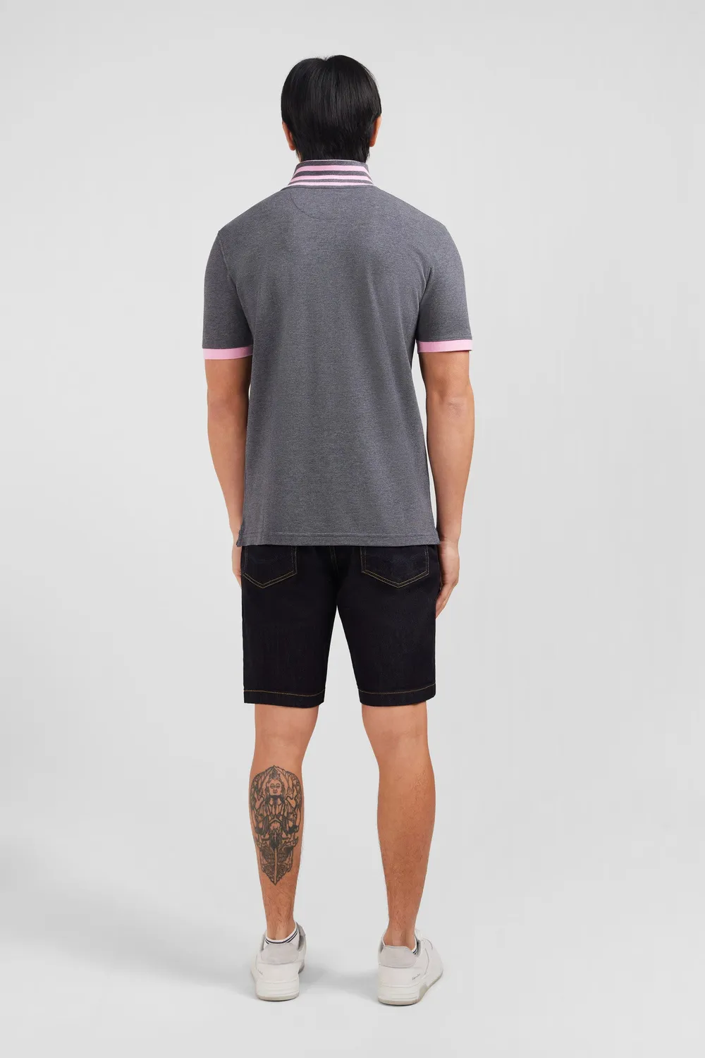 Eden Park polo gris coton pima manches courtes homme
