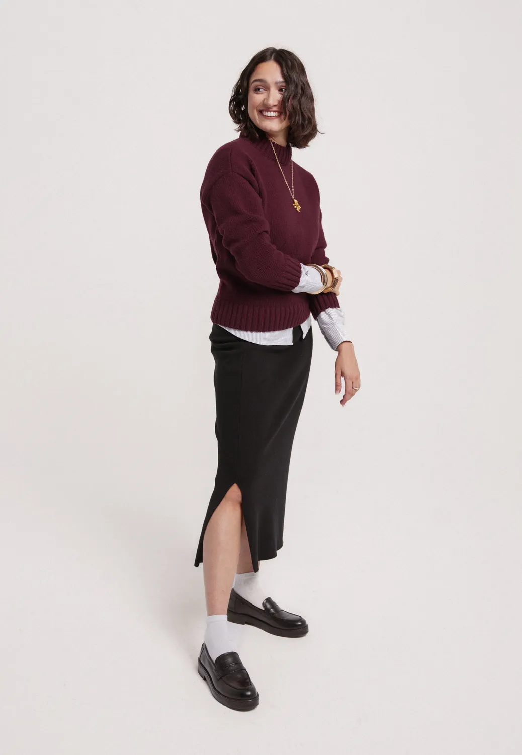 Loom jupe maille femme laine coton noire