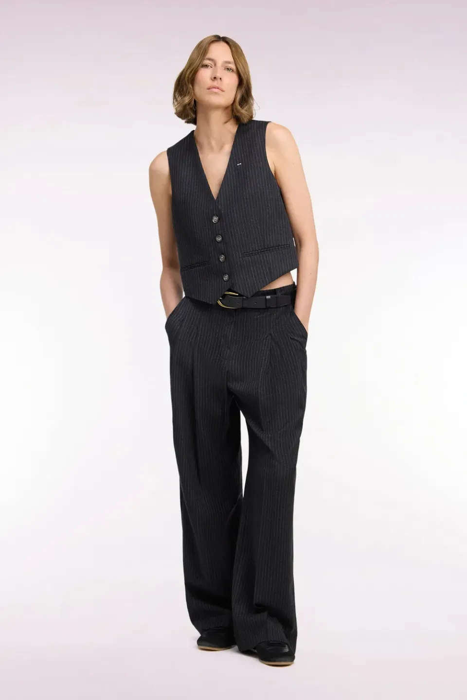 Eden Park Club Classique Pantalon tailleur noir rayé