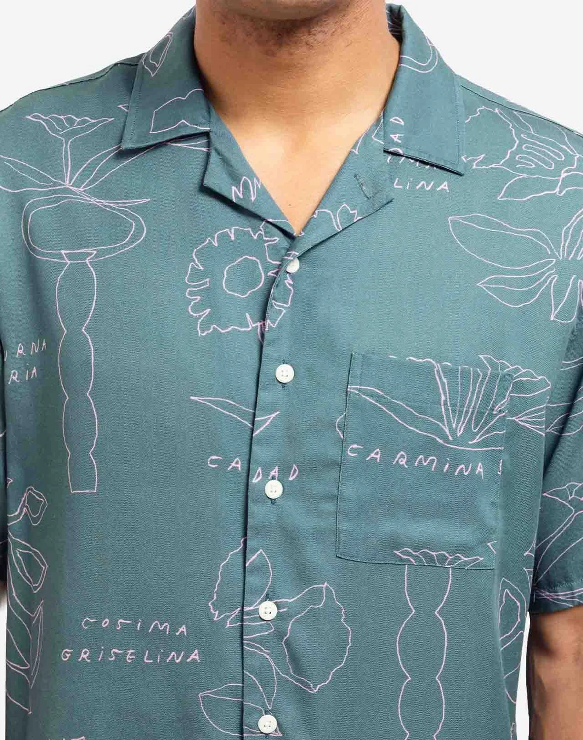 OLOW Aloha Florem chemisette tencel bleu-gris
