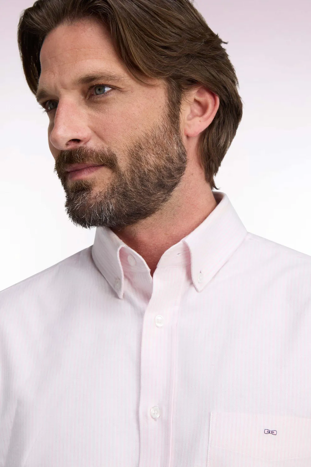 Eden Park chemise rayures bâtons rose coupe droite