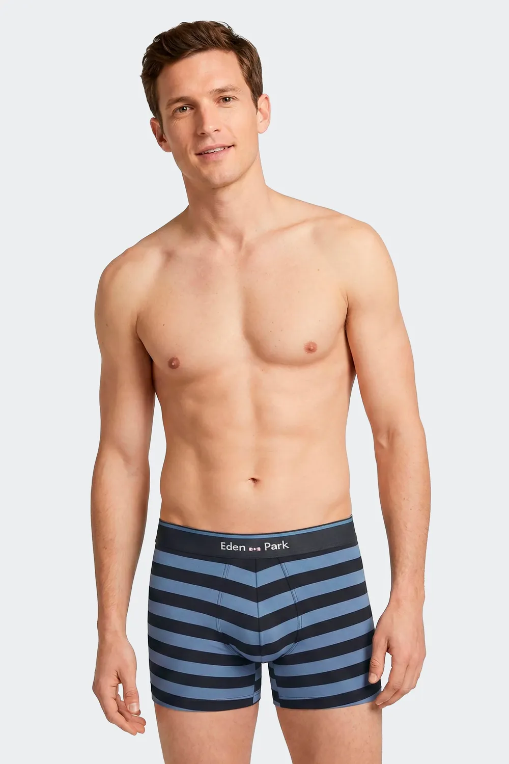 Eden Park lot 2 boxers coton stretch marine uni rayé