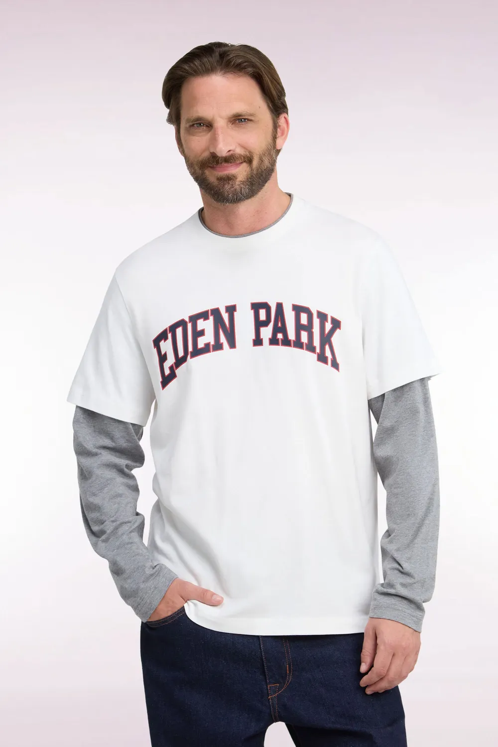 Eden Park College t-shirt manches longues écru coton