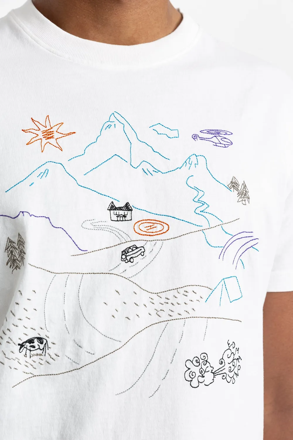 Edmmond Studios Outdoors t-shirt blanc brodé montagne
