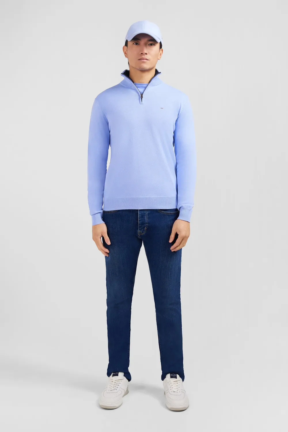 Eden Park pull col camionneur bleu coton homme