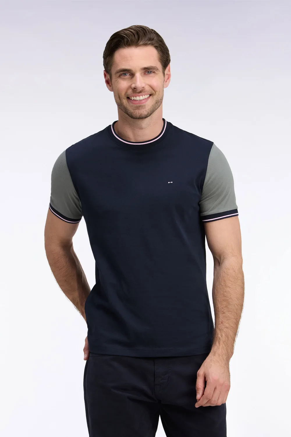 Eden Park T-shirt manches courtes coton bicolore marine