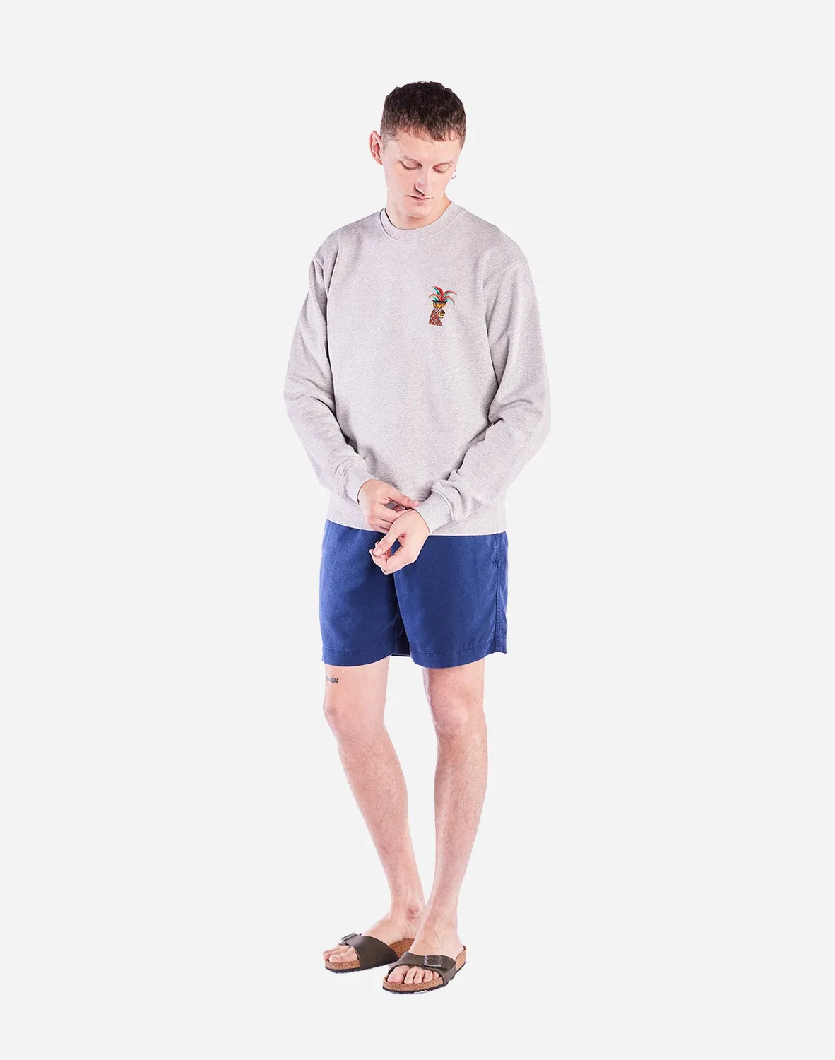 Olow Yaguar sweat gris chiné coton bio brodé