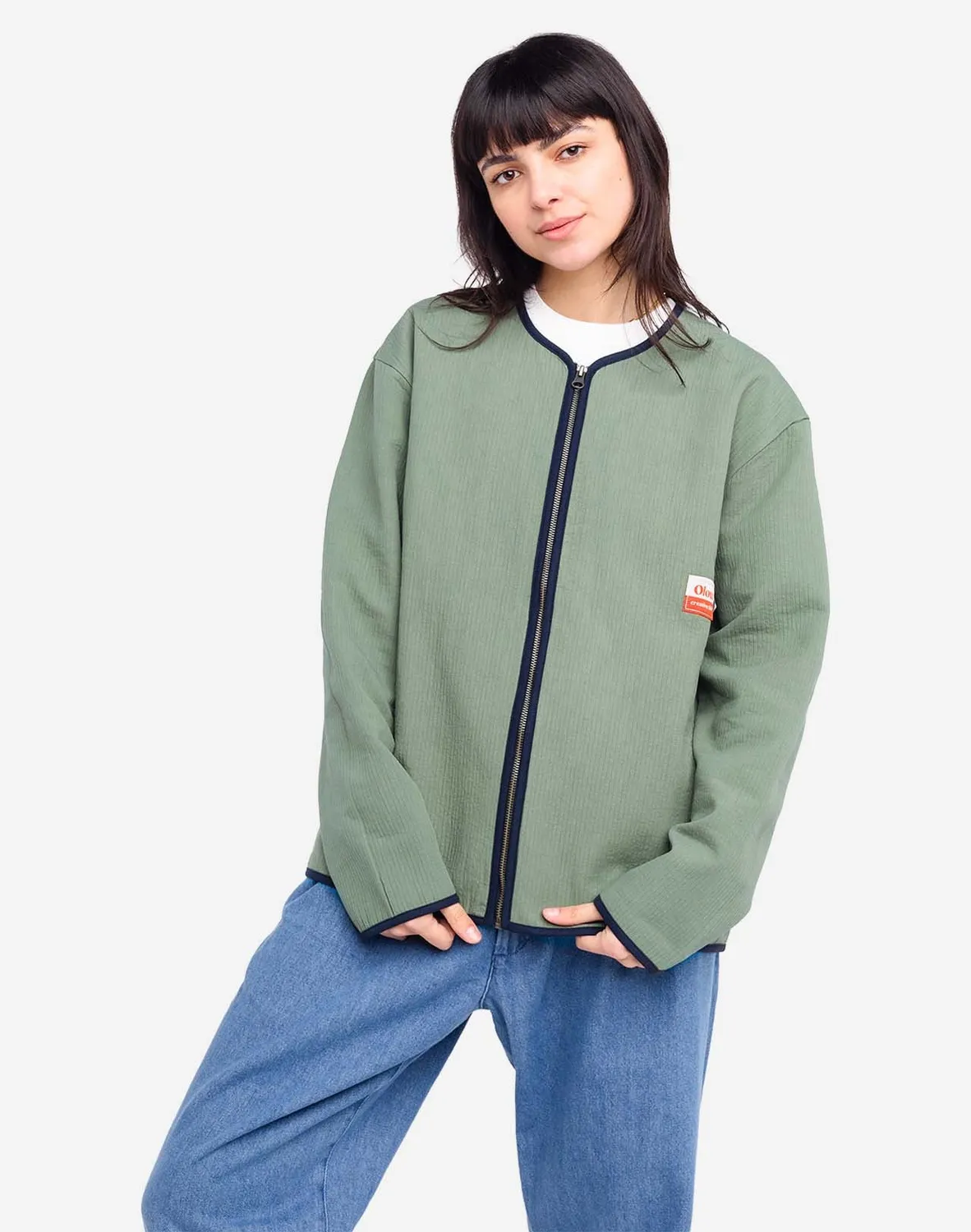 Olow Ostara veste zippée vert olive molleton coton