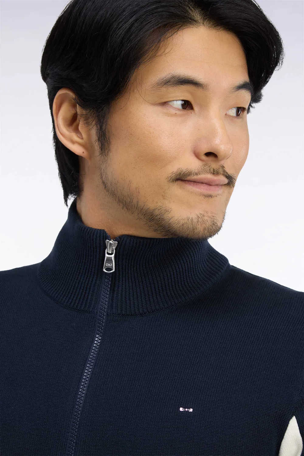 Eden Park Tricolore cardigan coton zippé marine