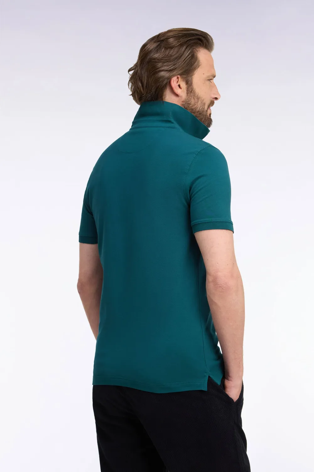 Eden Park polo coton stretch vert coupe ajustée
