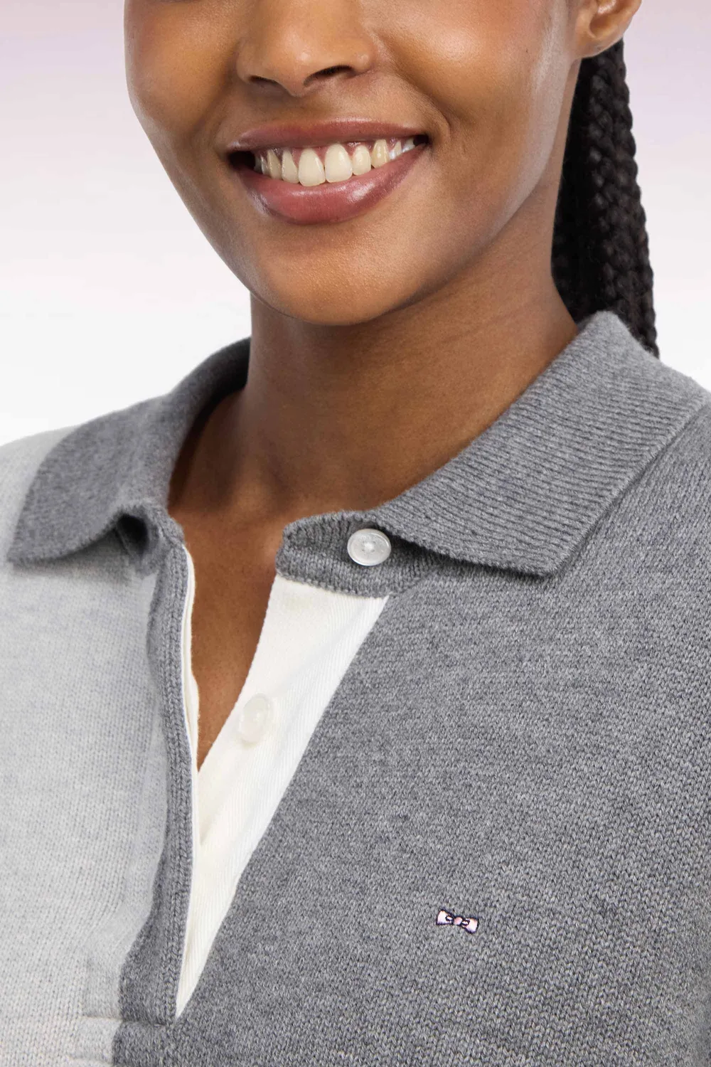 Eden Park pull gris laine coton col maillot oversize femme