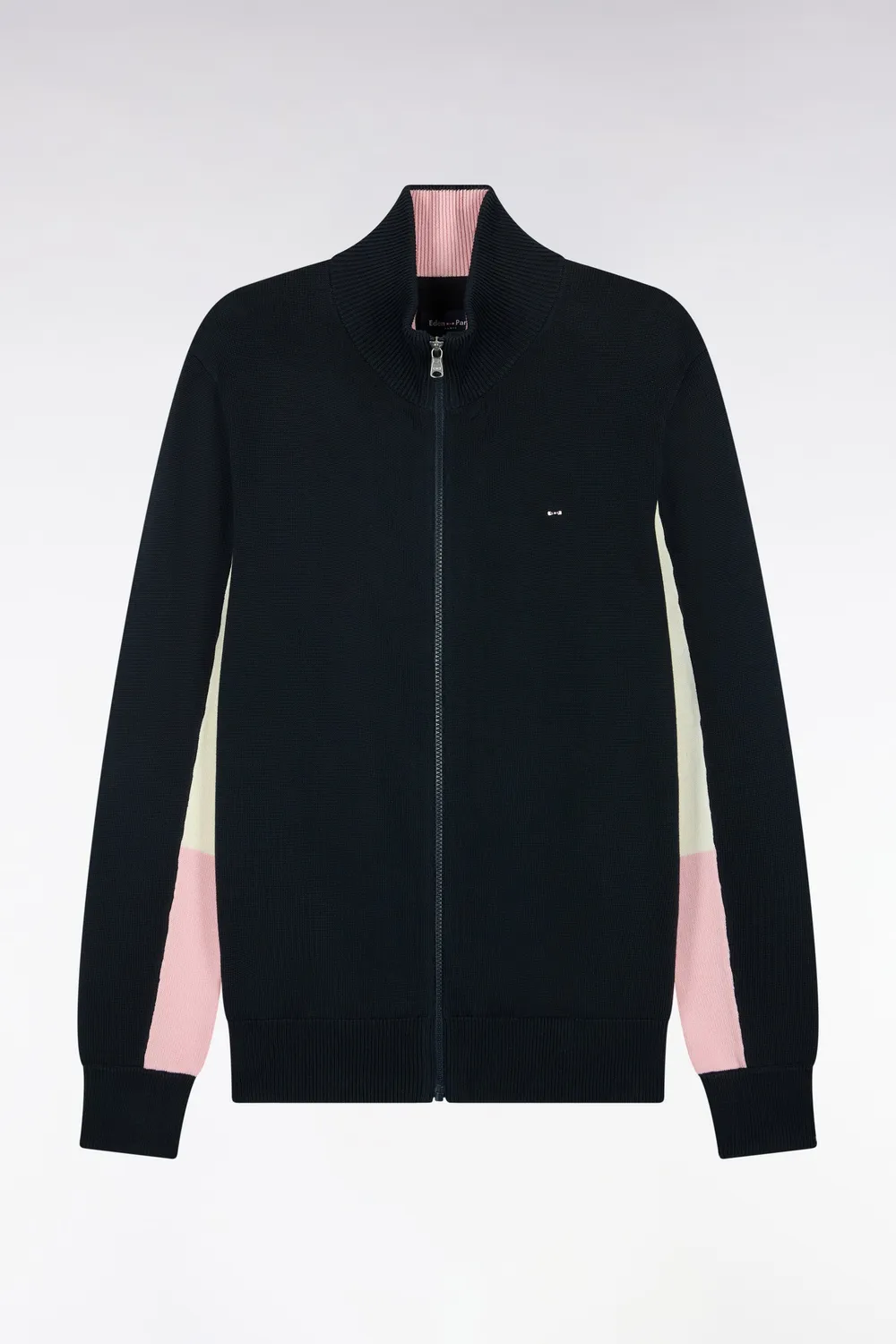 Eden Park Tricolore cardigan coton zippé marine