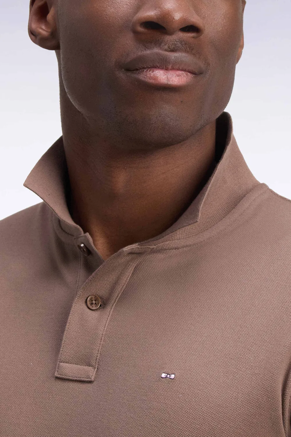 Eden Park polo coton Pima manches courtes marron