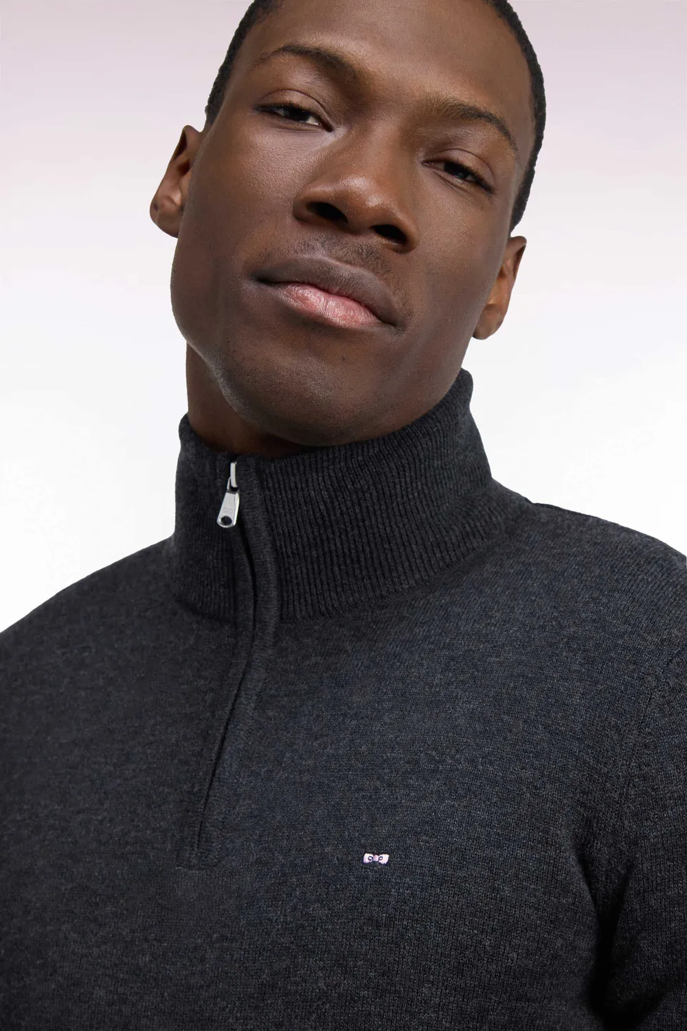 Eden Park pull col camionneur gris foncé laine coton