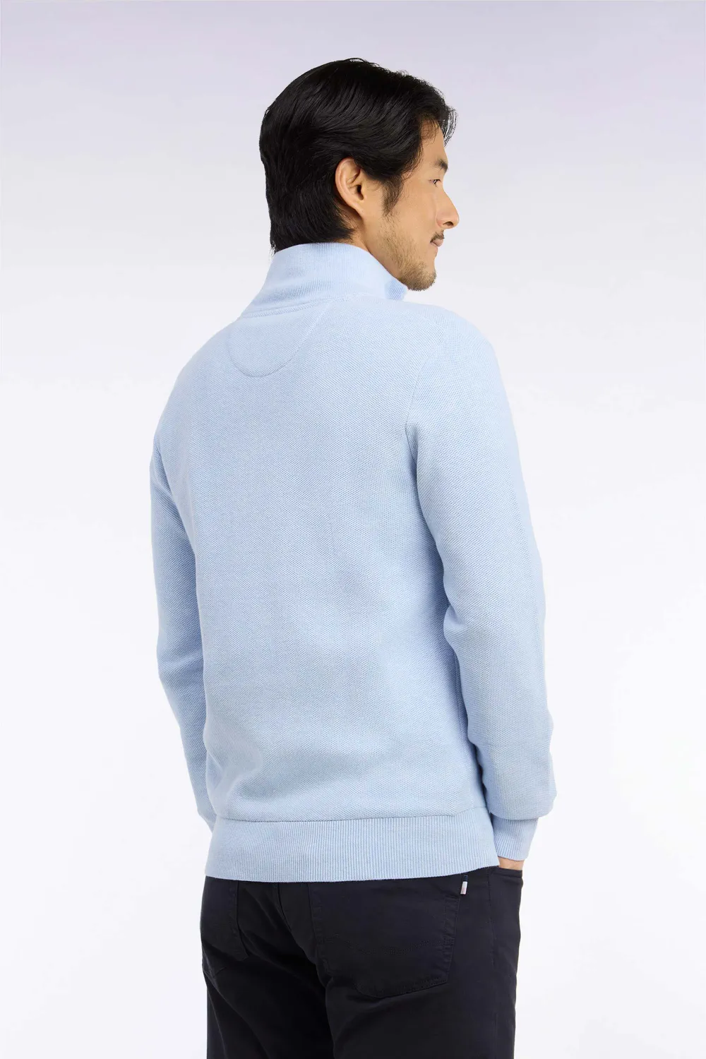 Eden Park cardigan zippé coton bleu ciel droit