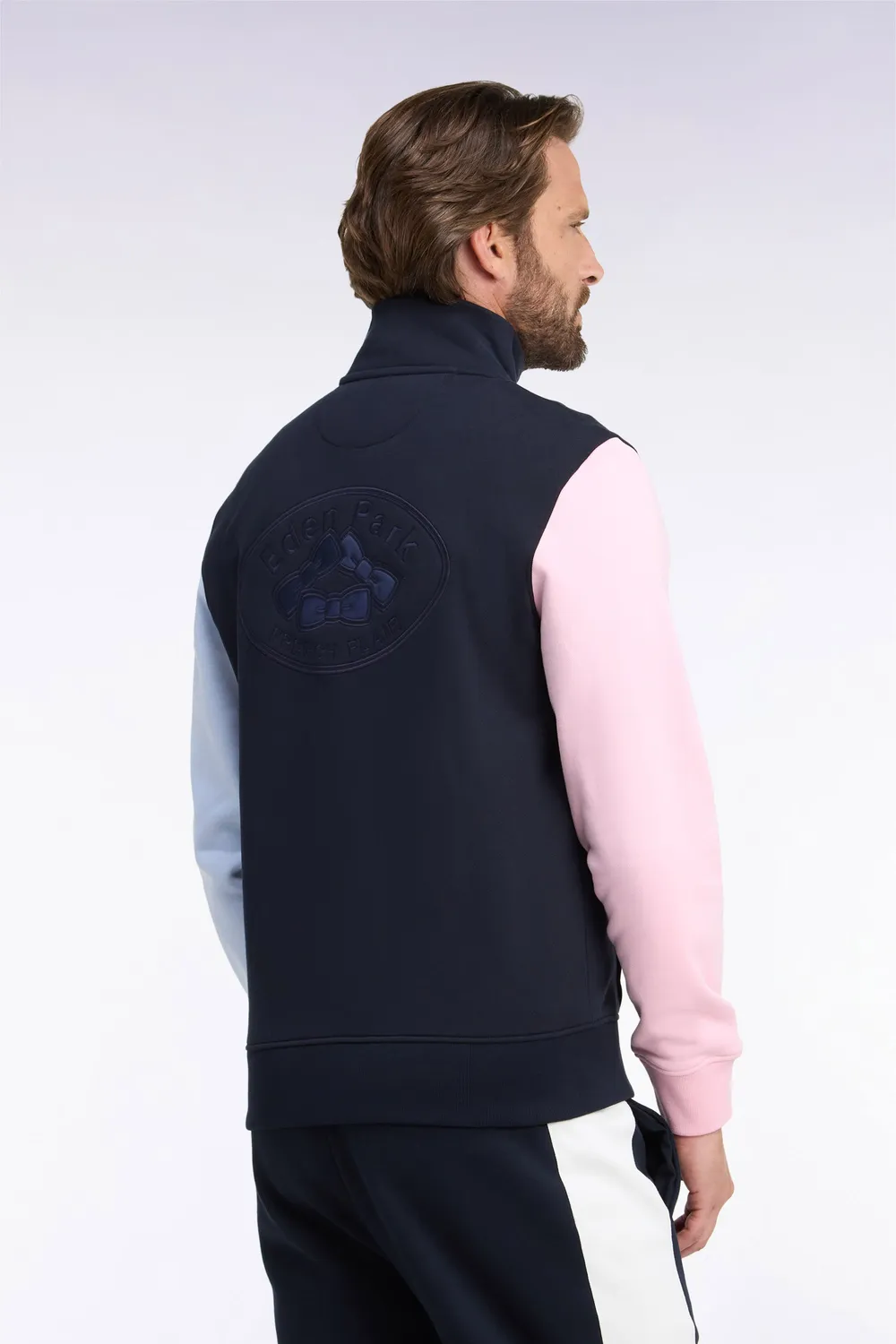 Eden Park sweat zippé molleton tricolore brodé homme