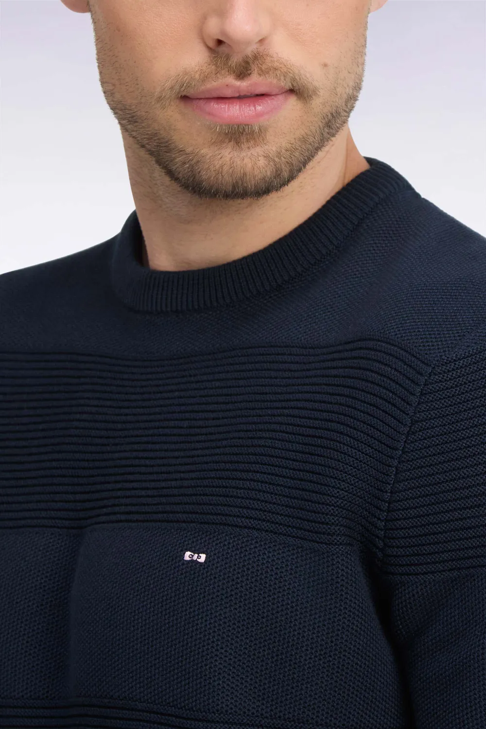Eden Park pull col rond maille marine rayures regular