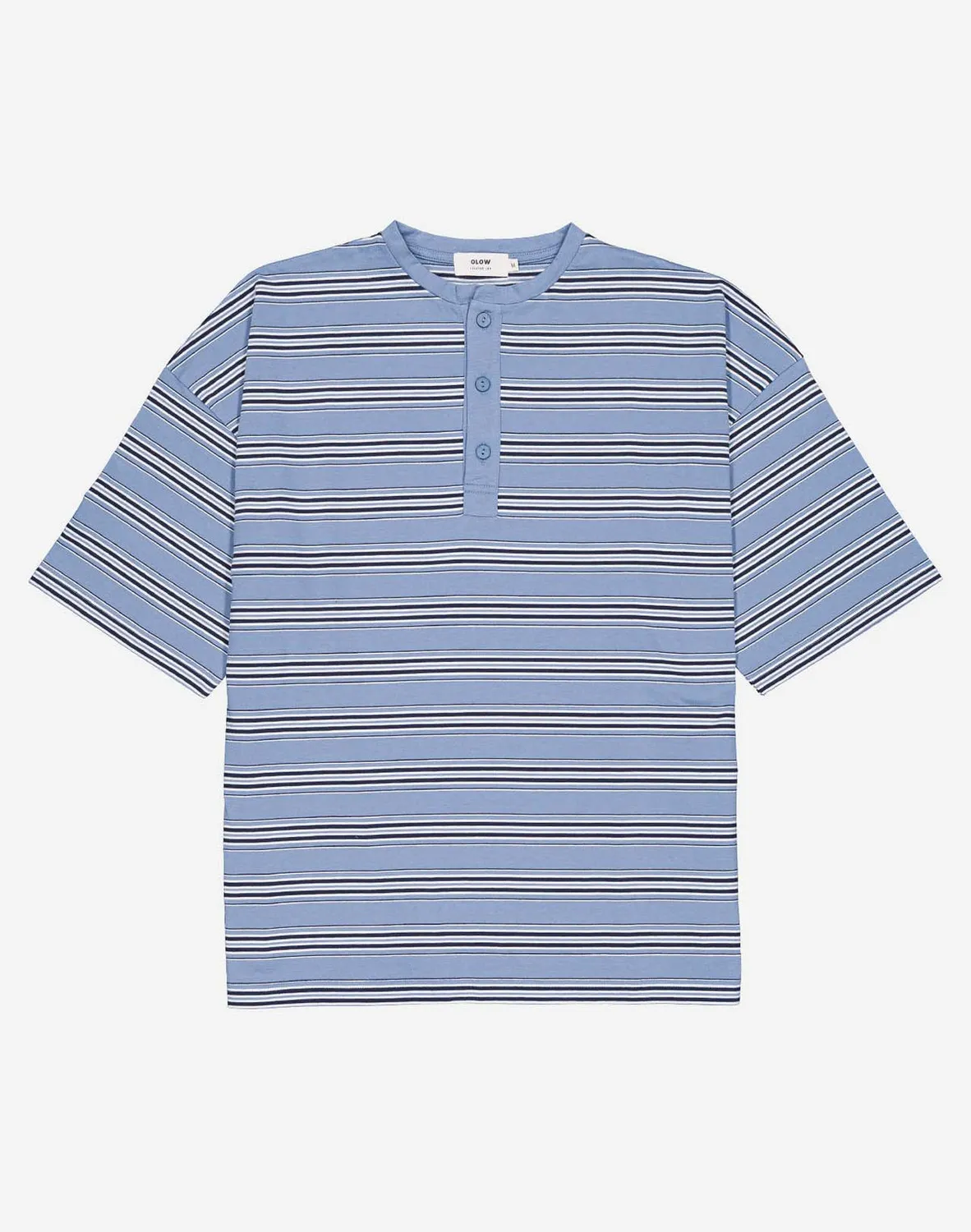 Olow Omi T-shirt bleu azur rayé ample