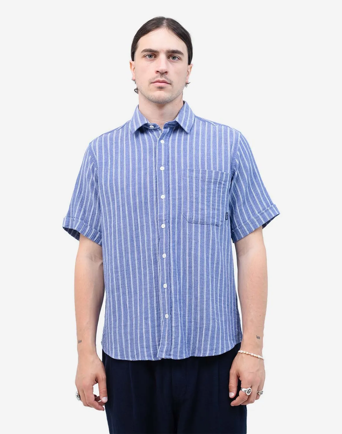 OLOW Lewis chemisette bleue gaze coton bio