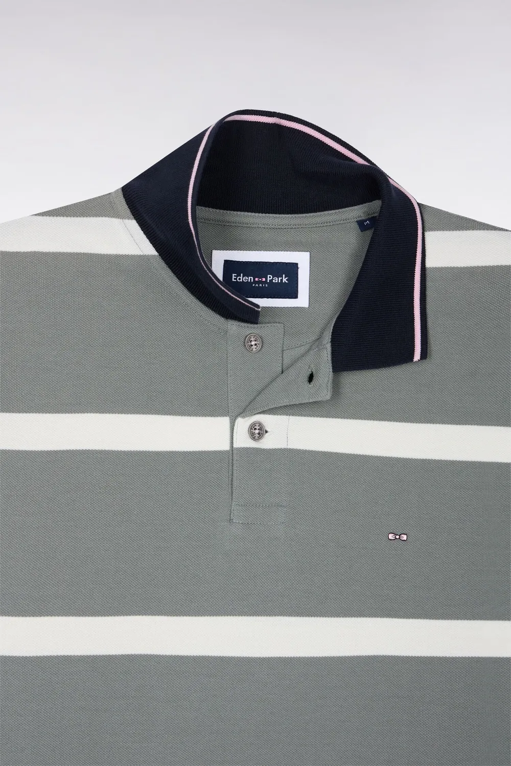 Eden Park Tricolore H26MAIPC0014 Polo Vert Rayé Coton