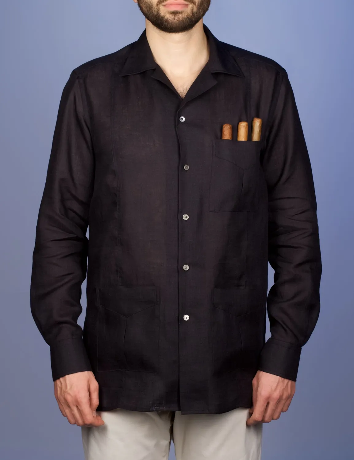 La Chemise Française Aficionado Noire chemise homme lin