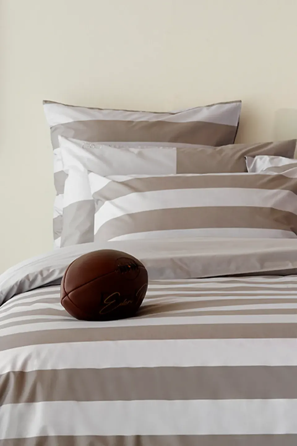 Eden Park 2 taies oreiller 65x65 beige rayures coton