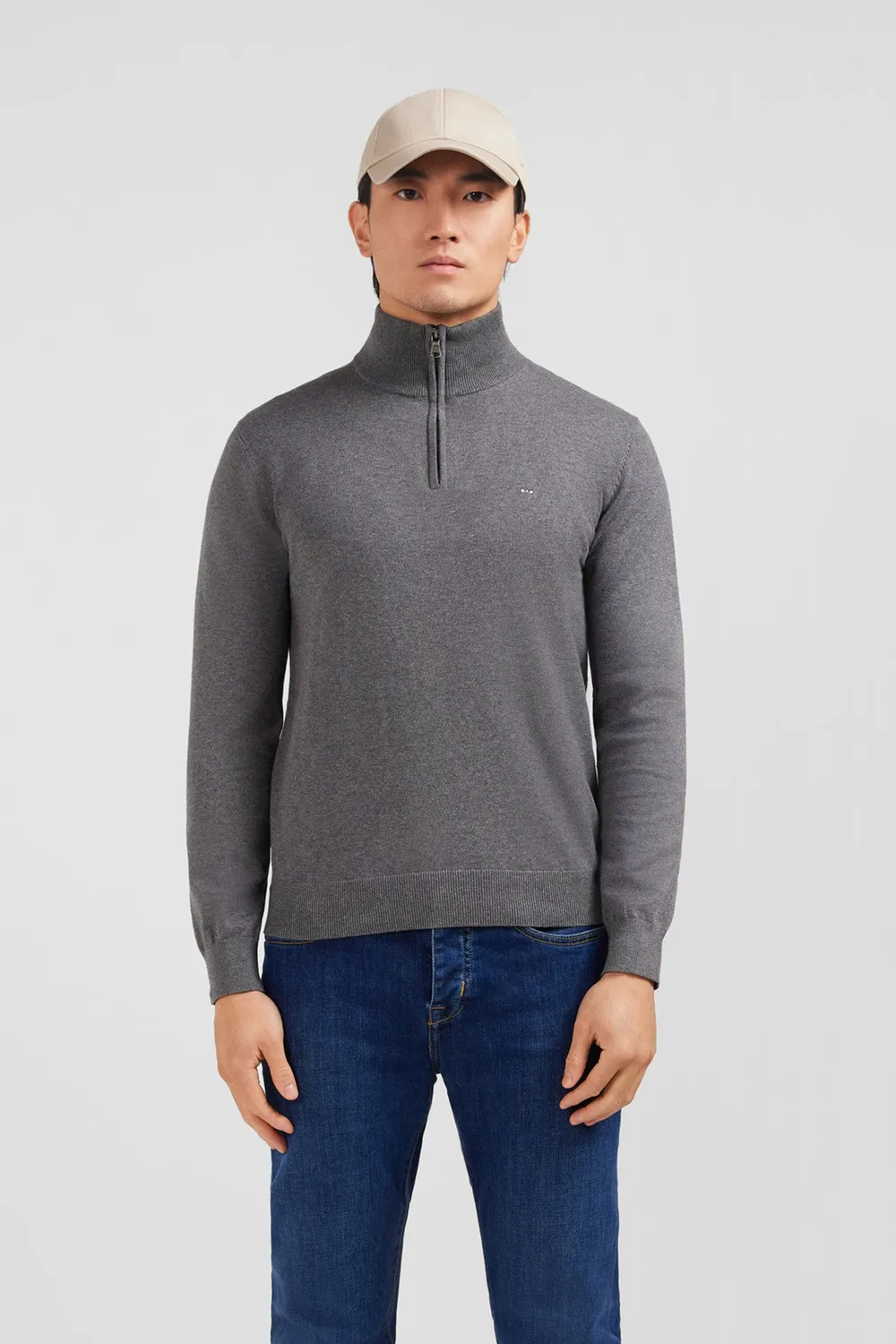 Eden Park pull gris col camionneur coton zippé