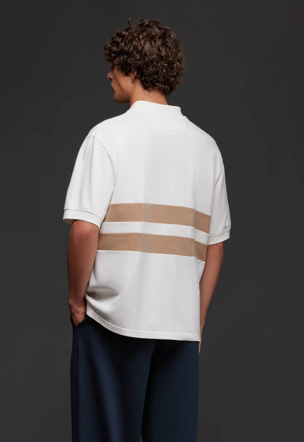 Eden Park Pap'Atelier polo coton écru rayures camel M