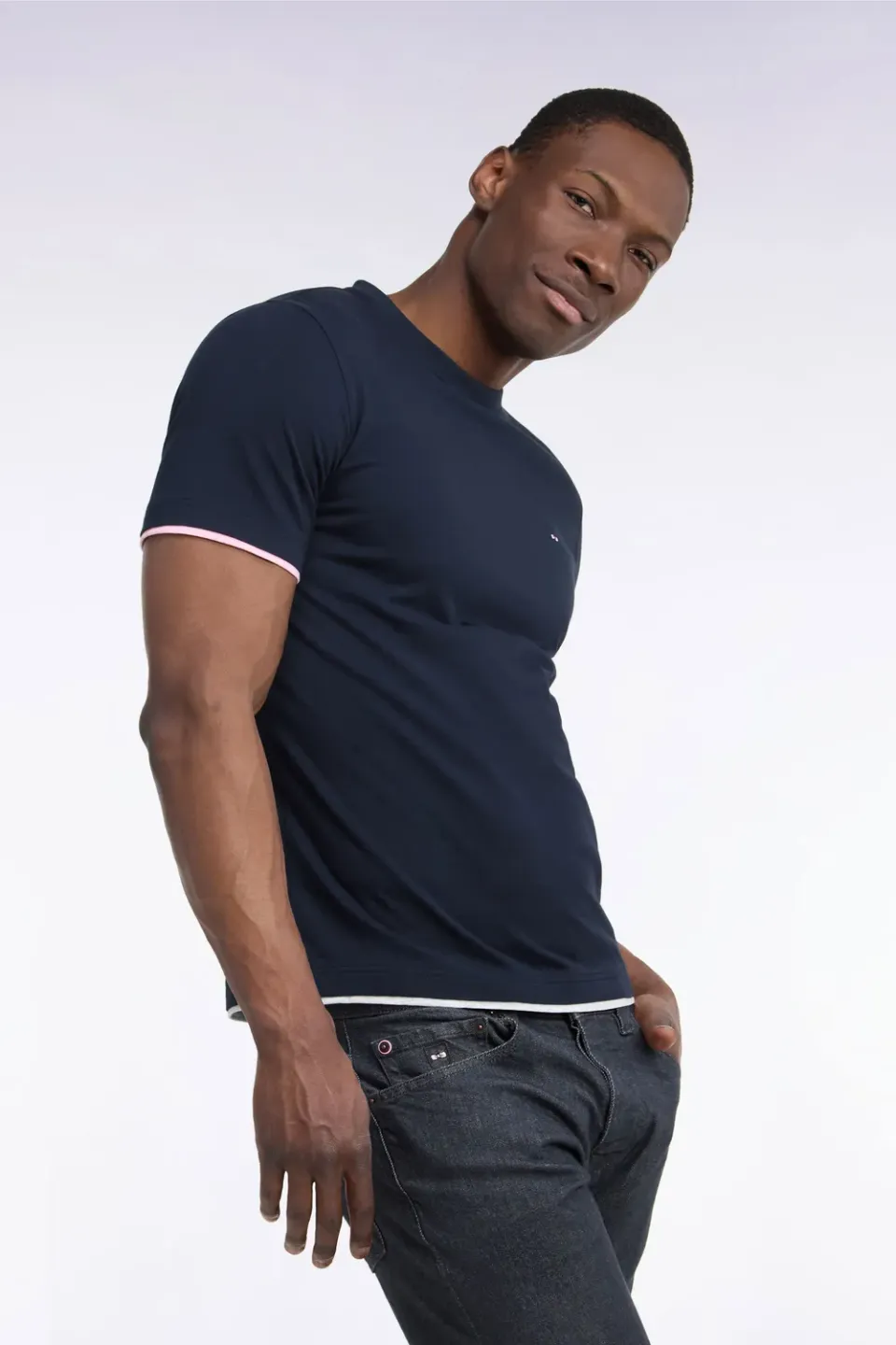 Eden Park t-shirt manches courtes marine coton homme coupe droite