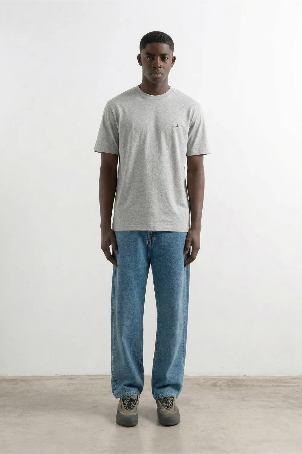 Edmmond Studios Duck t-shirt homme gris chiné brodé