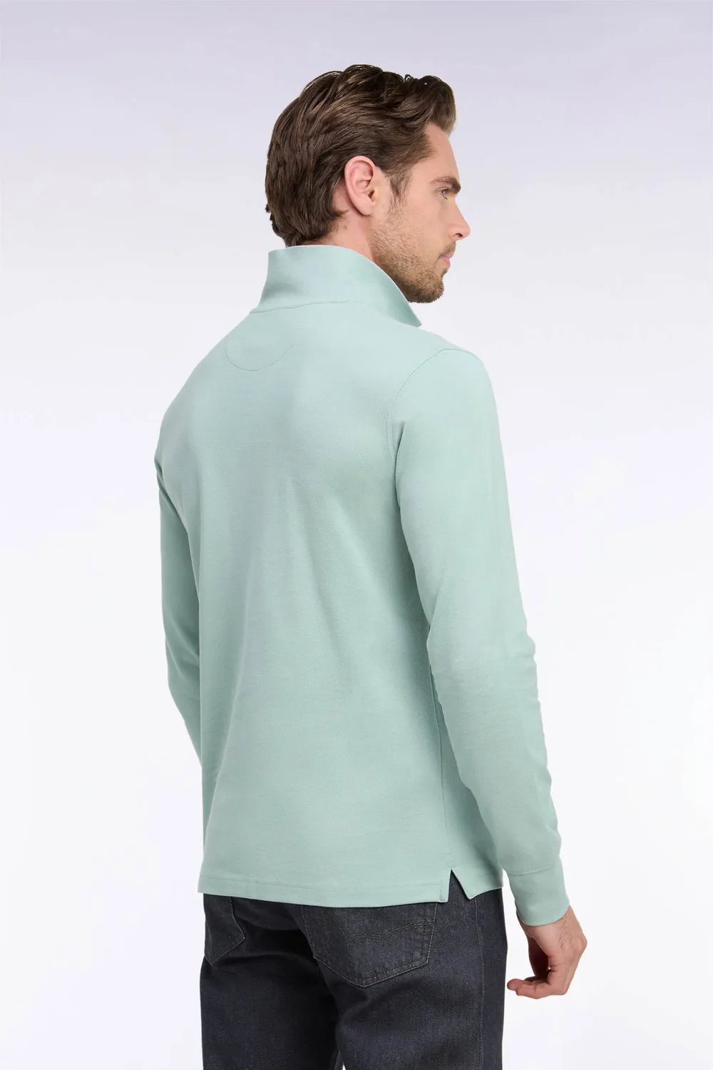 Eden Park polo coton Pima vert manches longues